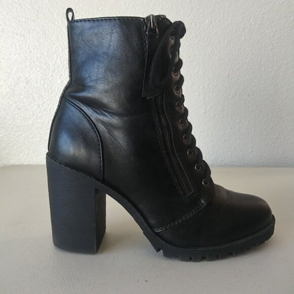 Soda women's size 11 Black high heel combat boots - Picture 6 of 12